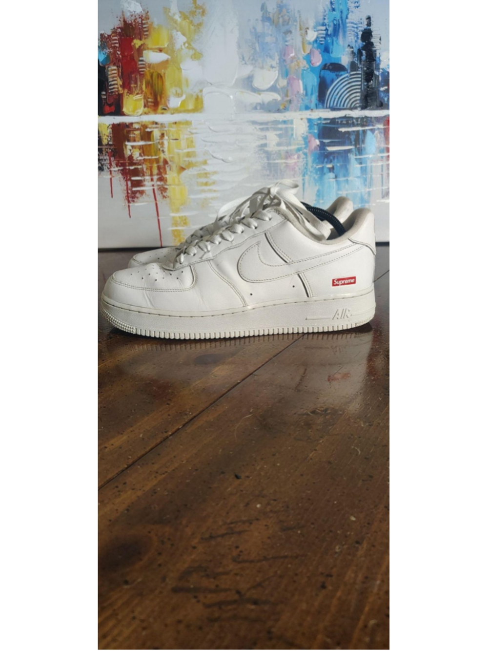 Nike Air Force 1 Low Supreme Shoes Mens Size 10 White Sneakers CU9225-100